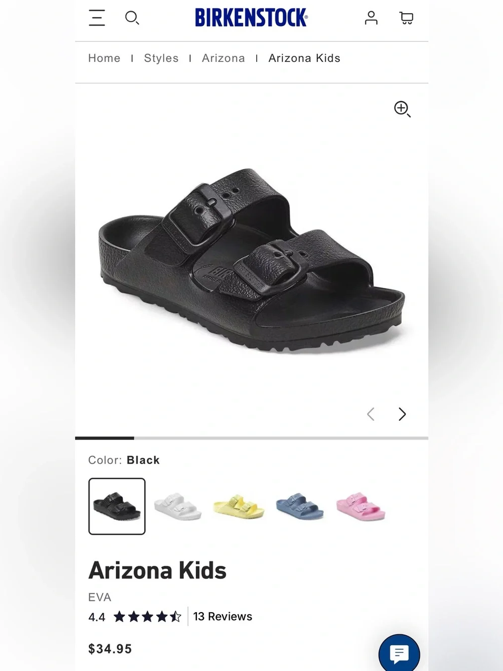 Birkenstock Kids Black Double Buckle Arizona Sandals